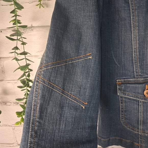 jEANSTAR VINTAGE DENIUM BLAZER FITTED STRETCH ACID WASHED WOMENS LARGE - Picture 5 of 9